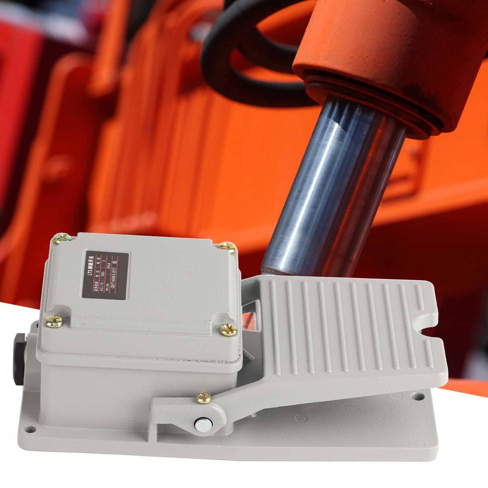Interrupteur à Pédale Momentané en Aluminium, Interrupteur au Pied Industriel 250 V 15 A avec Passe-Câble 1 NO 1 NC
