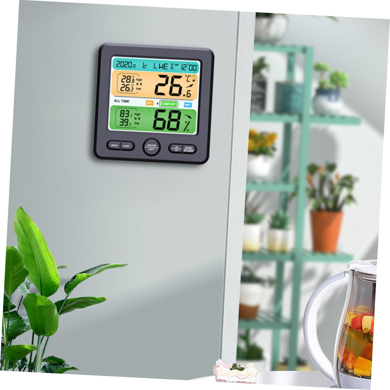 Artibetter Misuratore Di Umidità Digitale e Termometro Da Tavolo Monitor Di Temperatura e Umidità Per Casa Design Compatto Grande Schermo Lcd