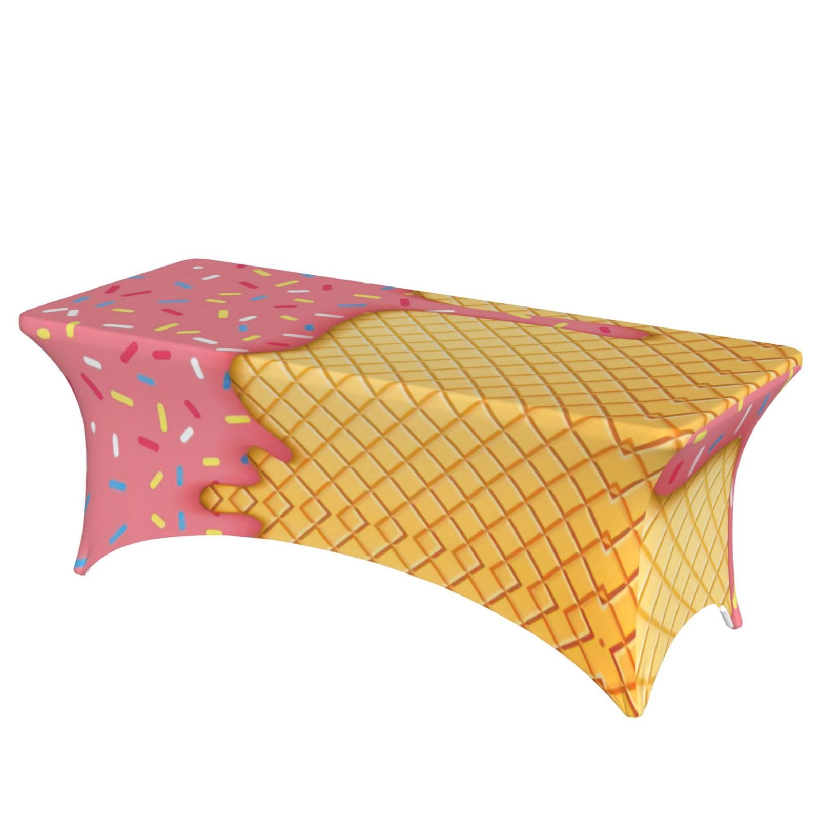 Nappe de table extensible 1,8m en élasthanne crème glacée lavable