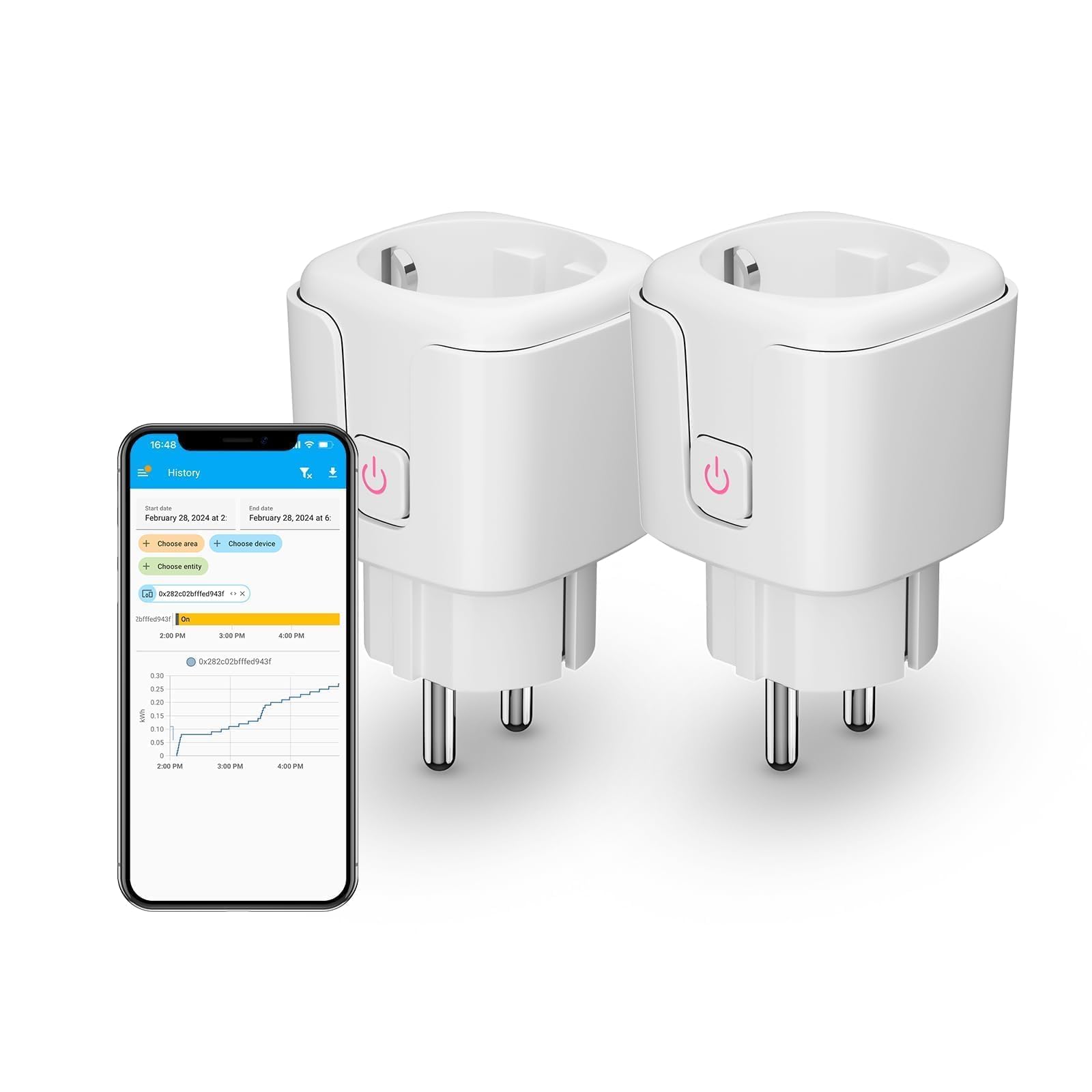 THIRDREALITY Prise Intelligente Zigbee avec Consommation Énergétique 2 Pièce(Type F), 16A, Répéteur Zigbee, Hub ZigBee Requis, Fonctionne avec Home Assistant, Homey, Compatible avec SmartThings, Alexa