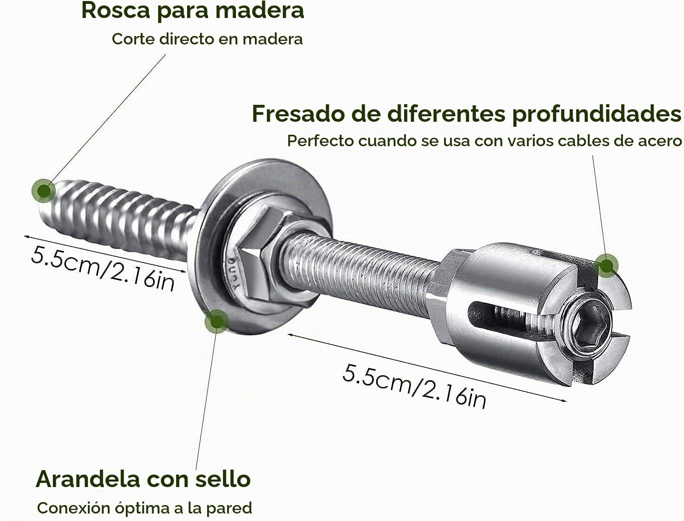 Soporte para Plantas Trepadoras en Acero Inoxidable, Sistema Profesional como Juego Completo con Soportes Murales y Cable de Acero de 3 mm (8 Soportes, 12m Cable)