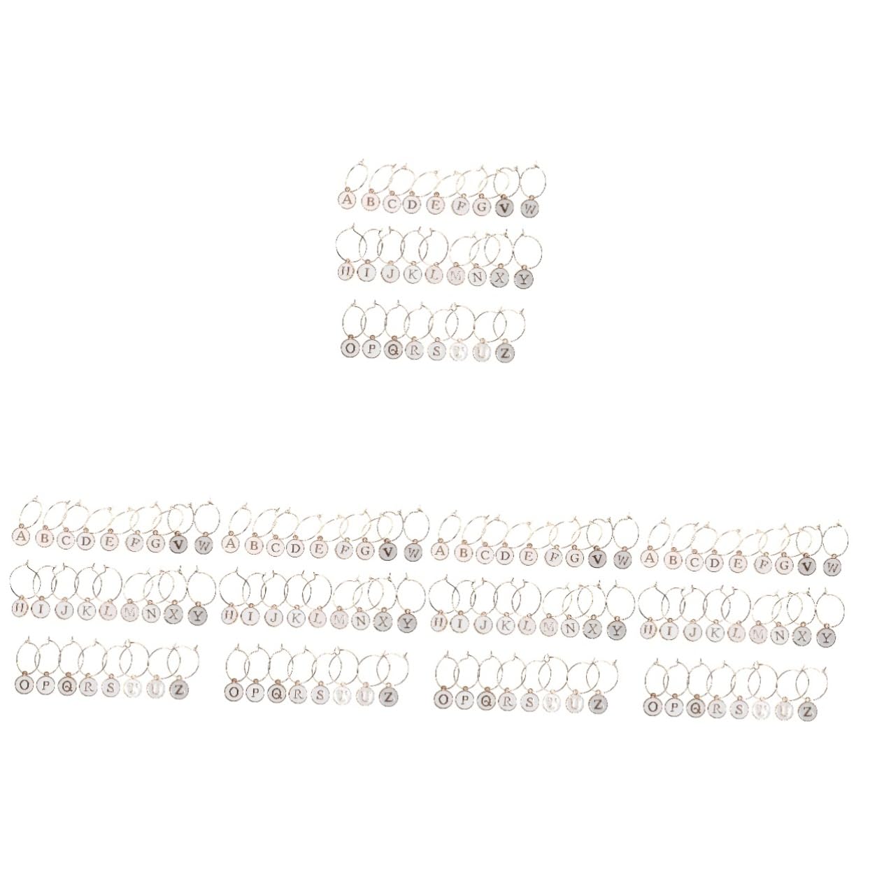 MAGICLULU 5 Sätze Teiliges Weinglasmarker Aus Wiederverwendbare Buchstabenanhänger Für Stilvolle Identifikation Von Trinkgläsern Bei Partys Und Familienfeiern 26 Stücke * 5