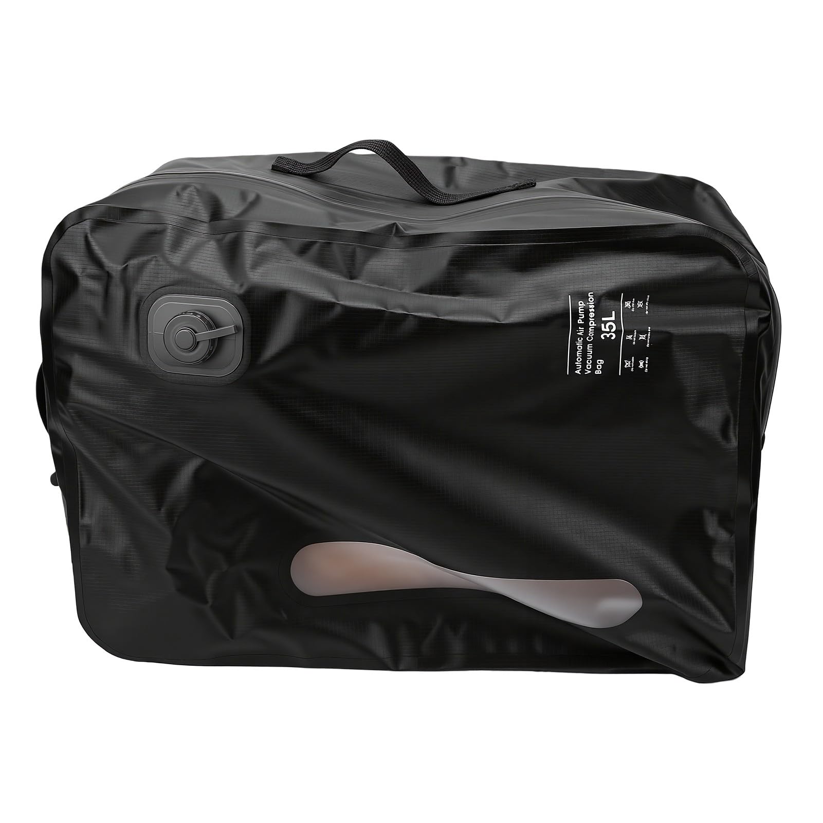 Ejoyous Sacco a Compressione Sottovuoto, Borsa da Viaggio in TPU e Nylon 210D da 35 Litri con Valvola Unidirezionale, Cerniera IP67, Organizer per Bagagli Riutilizzabile per Viaggi, Campeggio, (BLACK)
