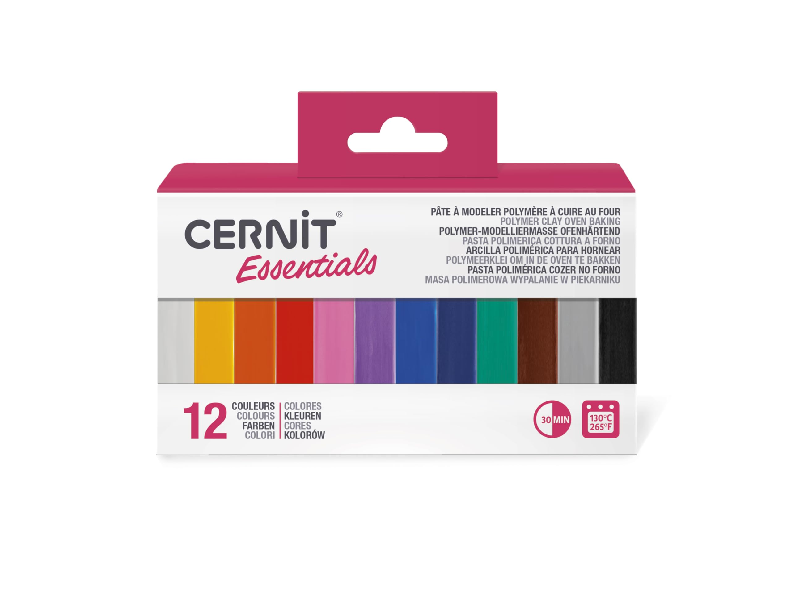 CERNIT CEASS001C - an Assortment of 12 Mini Clay Blocks 25g - Polymer Clay assortments of 12 Basic Colours - Number one Range - Modelling, DIY Adults, Creative