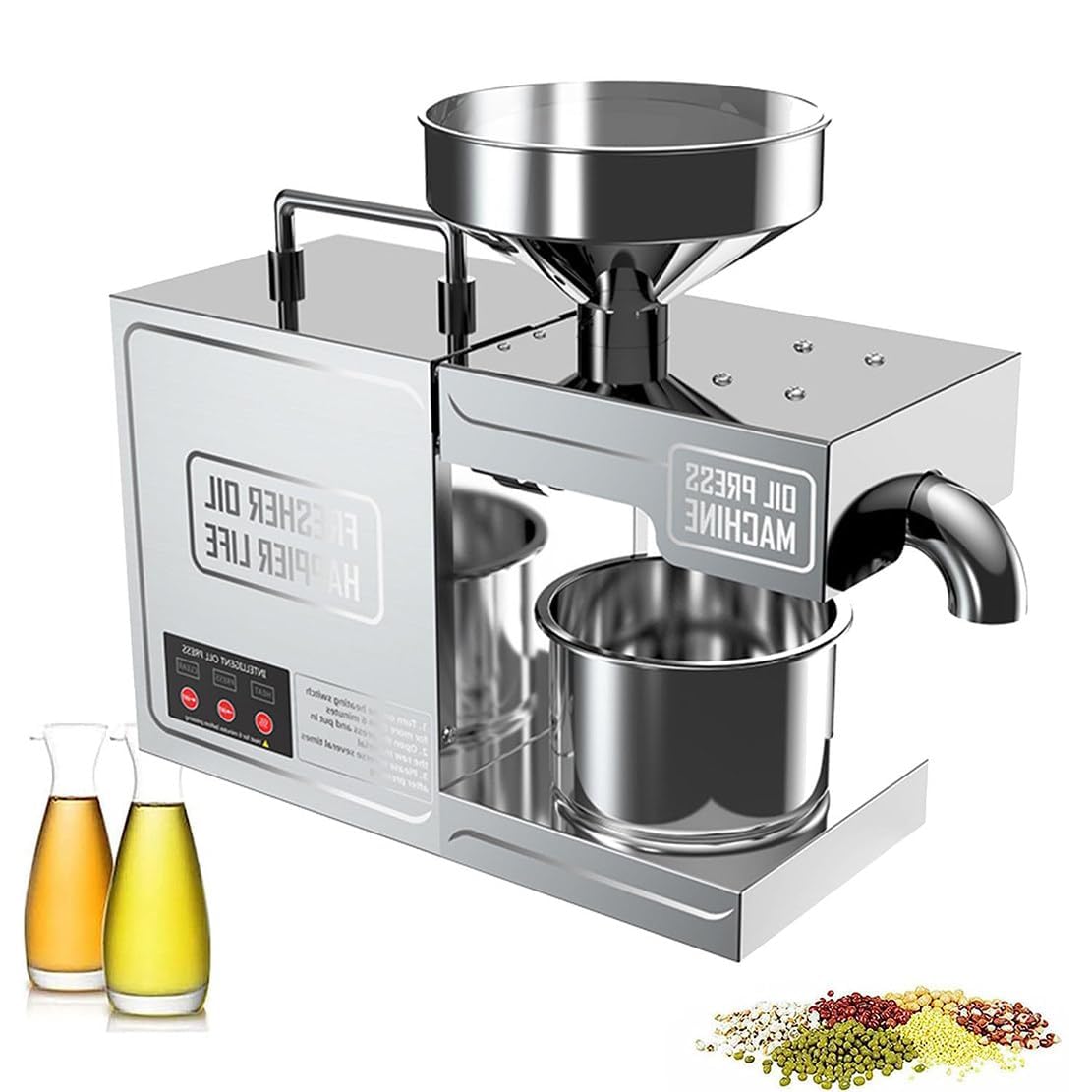 COYEUX Macchina Automatica per la pressatura dell'olio, estrattore di Olio di Semi con pressatura a Caldo Freddo, velocità di Stampa 3-6 kg/Ora, per Semi di Lino, Arachidi, Canapa, Sesamo, Girasole