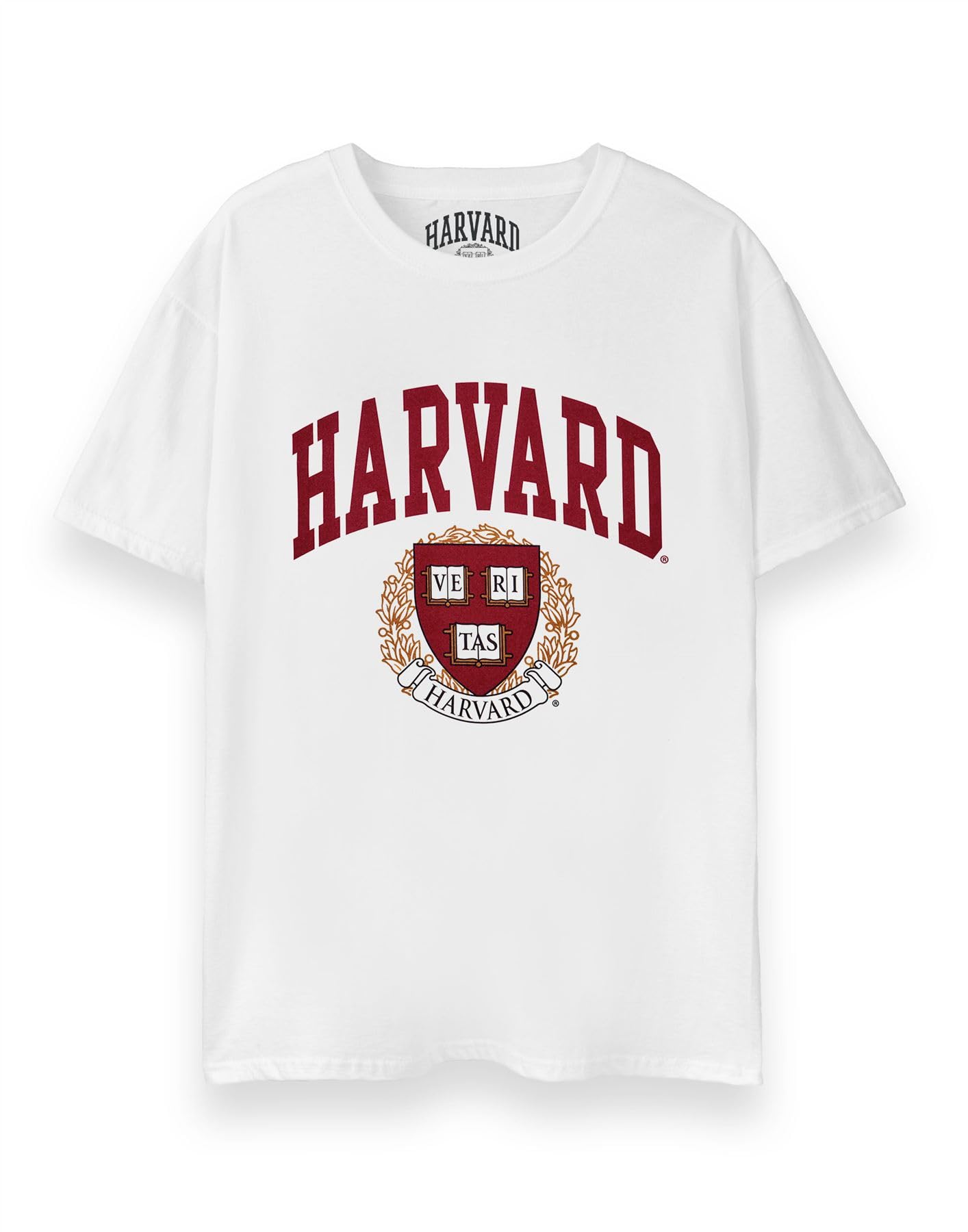Harvard Unisex White Adults T-Shirt | Short Sleeve University Graphic Tee For Men & Women | Collegiate Varsity School Emblem Apparel Top | American College Merchandise Apparel Gift