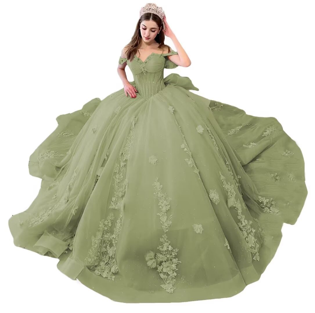 Mauuwy Sweetheart Ball Gown Quinceanera Dresses Bead Appliques Flower Long Prom Dress Party Gowns Vestidos De 15 Anos YMX173