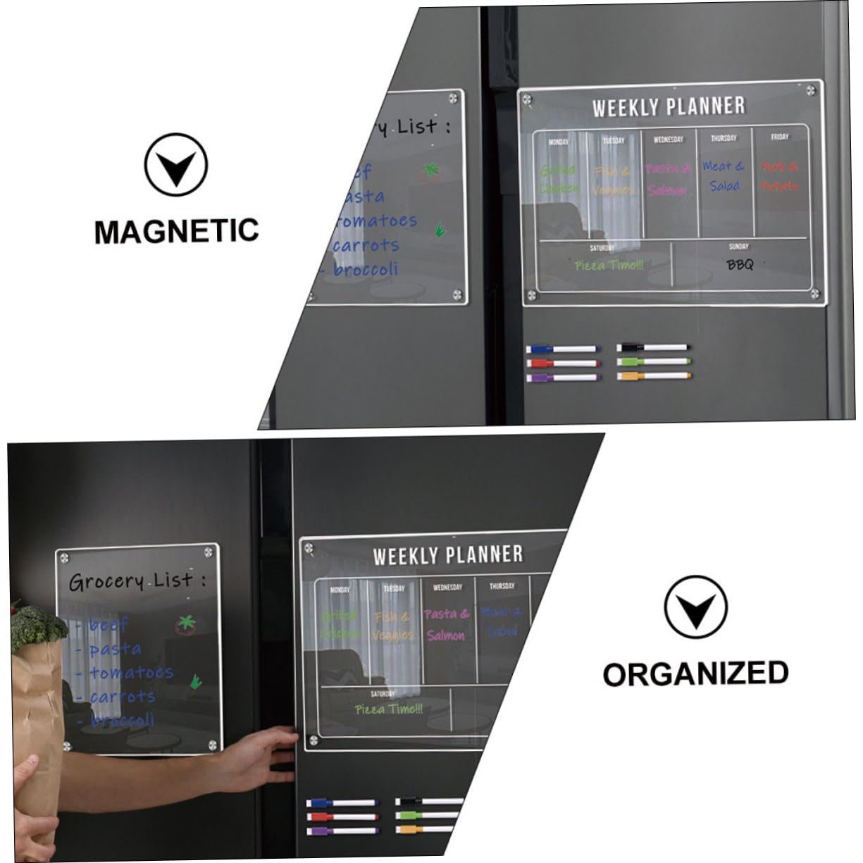 Artibetter Magnetische Whiteboard-tafel für Kühlschrank Acryl-notiztafel Abwischbares Terminplan-whiteboard Stundenplan-magnet To-do-listen-tafel Küche und Büro Geeignet