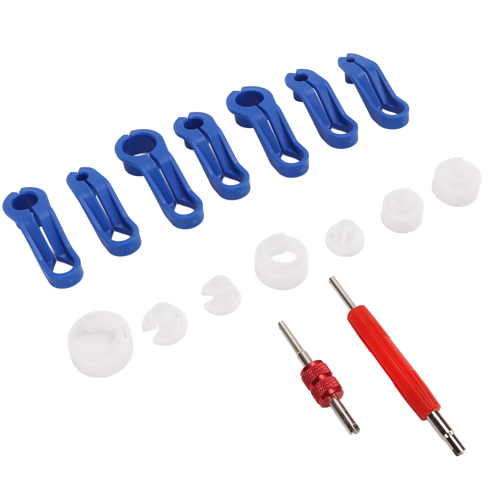 AMAKO Fuel Line Disconnect Tool Set: Includes 7 Blue and 7 White Abs Tools & 2 Valve Core Tools, Fits 6mm to 22mm Pipe Diameter