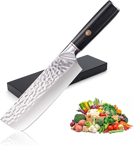 CHUYIREN Cuchillo de cortar de 7 pulgadas, cuchillo para verduras, cuchillo profesional de acero de alto carbono forjado a mano japonés Usuba con