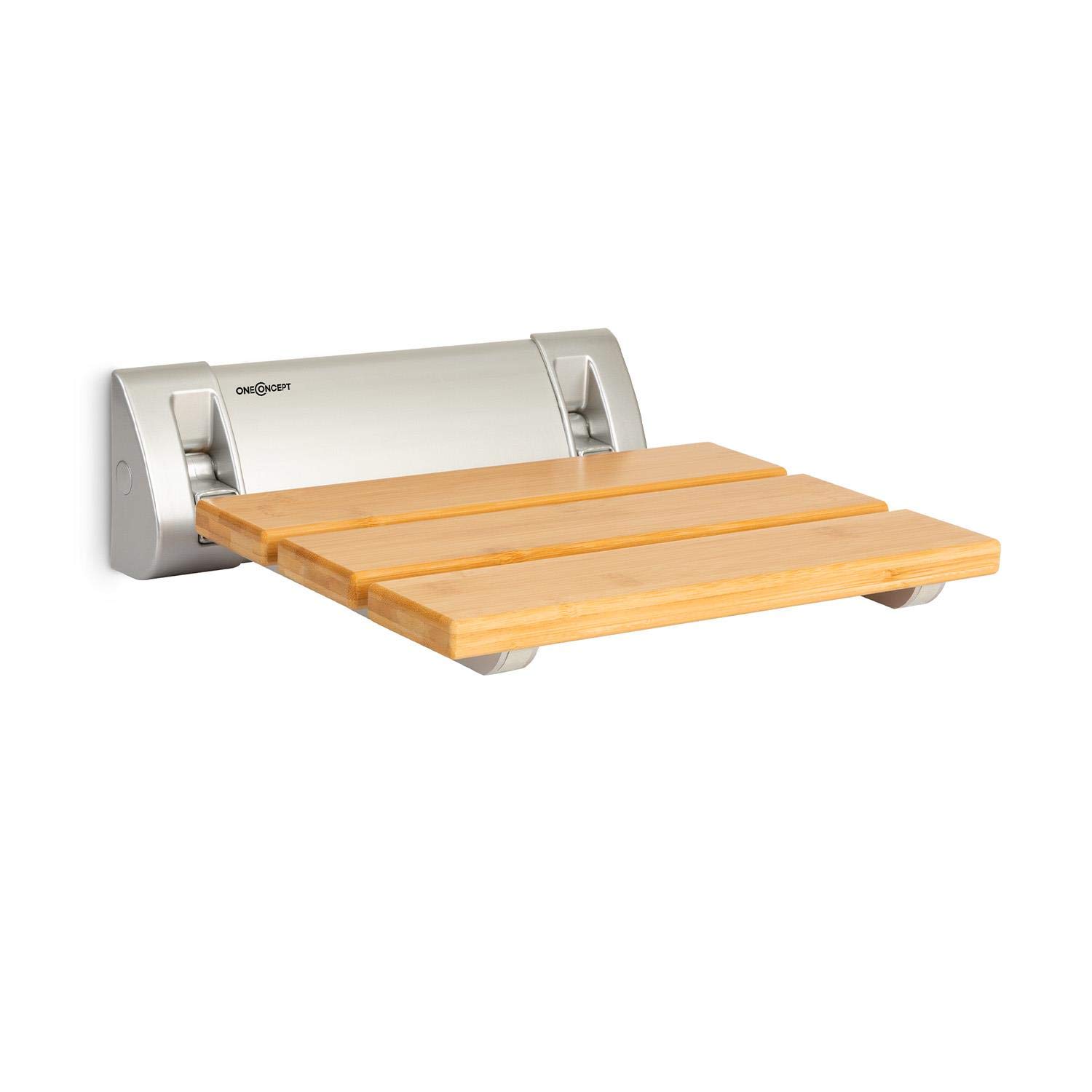 Oneconcept Women's Wood Arielle Shower Seat - Folding Shower Seat, Bamboo Seat, Aluminium Suspension, Maximum User Weight: 160 Kg, Safety Shower Seat, Includes Assembly Material, Easy Storage, Material: