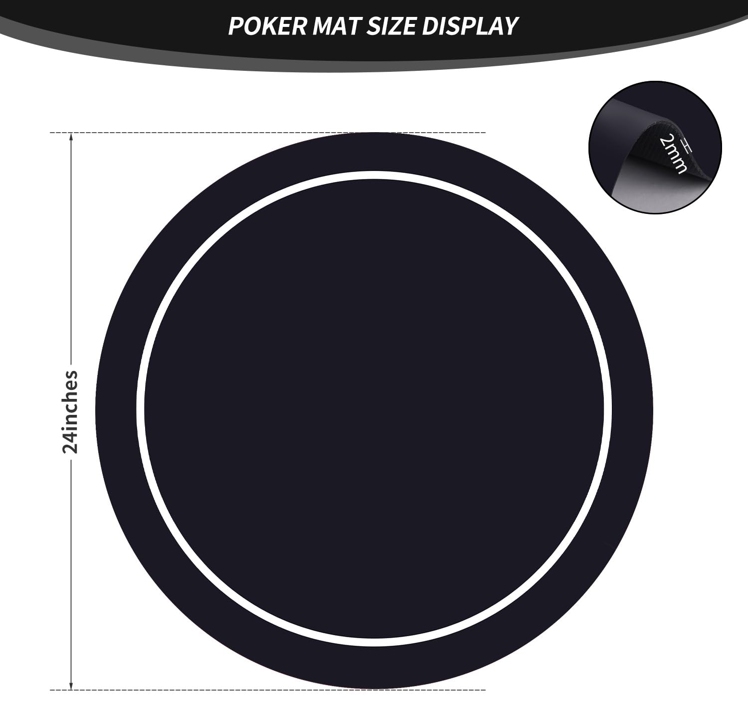 LaiEr Round Poker Mat, 24/31/39/47/55/63 inch 6-10 Person Texas Poker Rubber Mat, Foldable Tabletop, Portable Poker Tabletop - Image 2