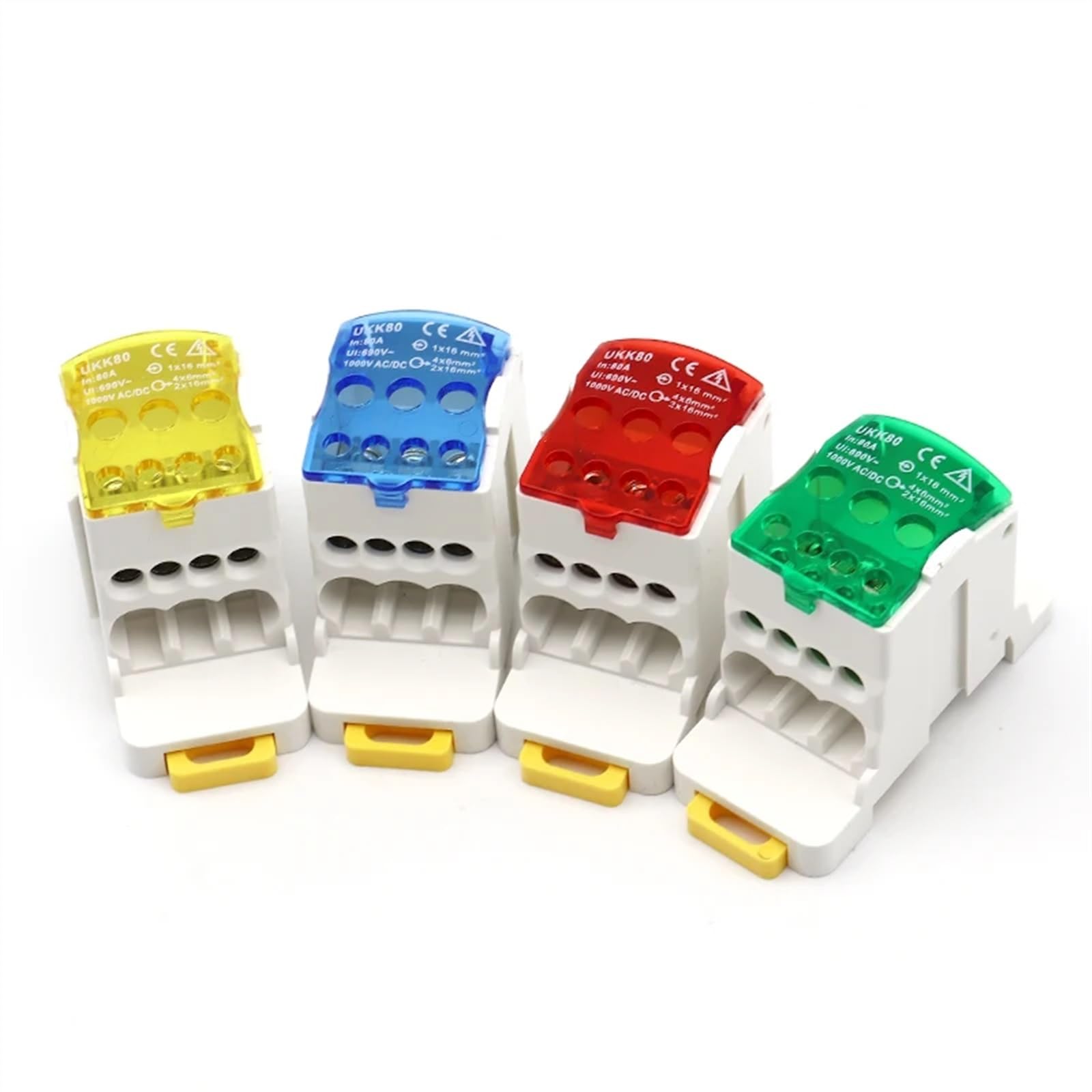 1 Uds UKK80A 690V bloque de terminales de carril DIN caja de conexiones divididas uno en muchos caja de distribución conector de cable eléctrico de alta corriente(Green)