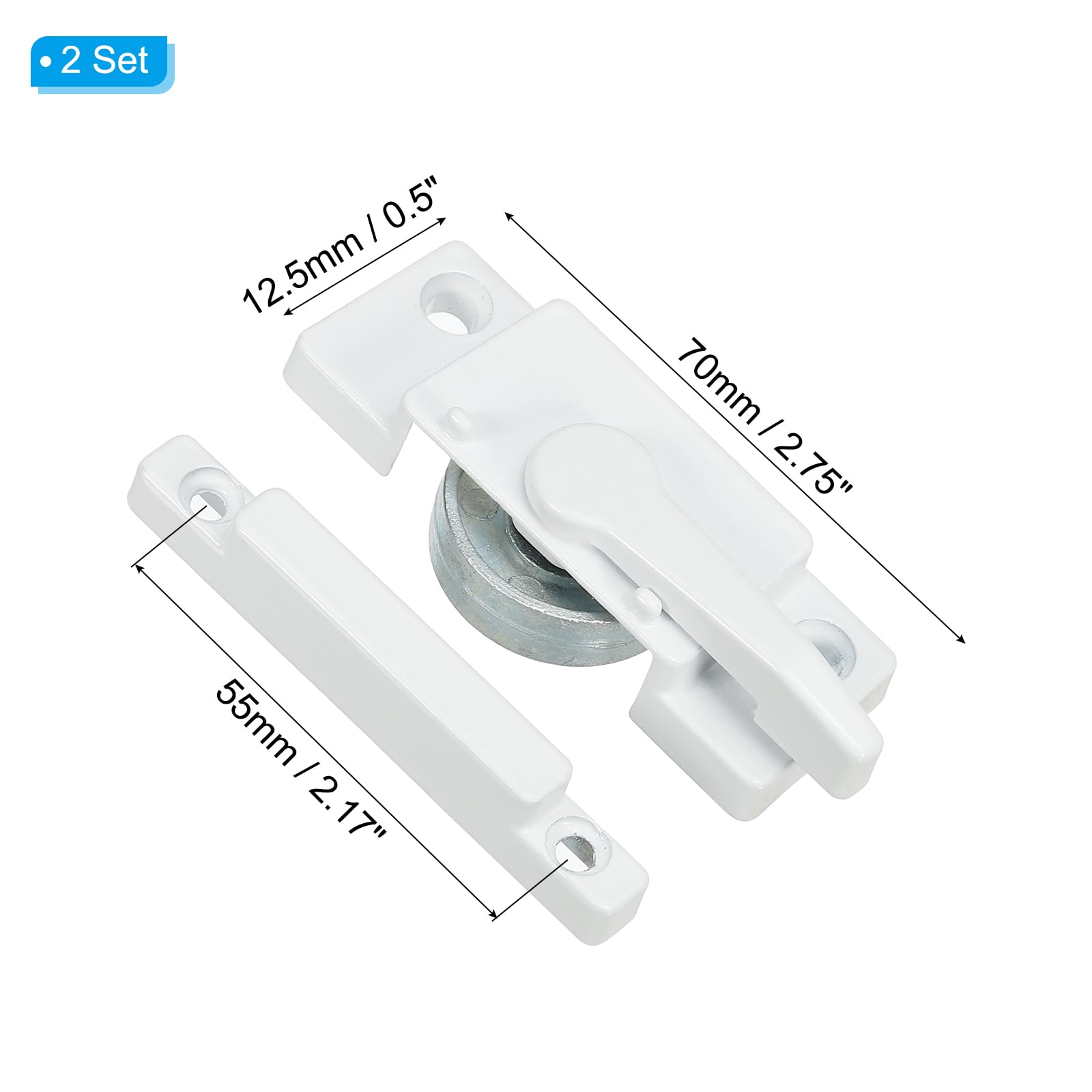 PATIKIL Window Sash Locks, 2pack Zinc Alloy Cam Action Window Locks with Keeper Diecast Window Latches Replacement for Vertical & Horizontal Sliding Windows Security (Side Hole) - Image 2