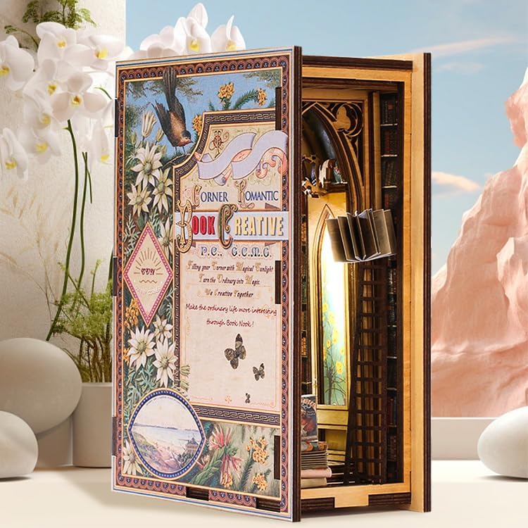 Miniatura 3 de Fsolis Kit de rincón de libros DIY Biblioteca Eif, kit en miniatura de rincón de libros, estante de libros, inserción creativa decorativa, soporte