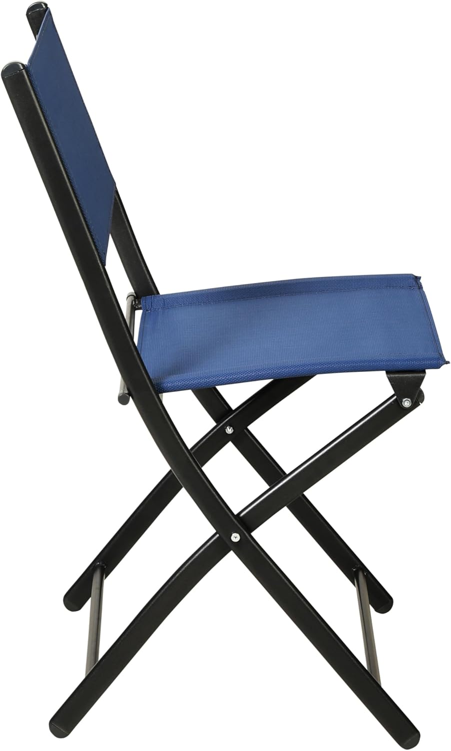 Flash Furniture Brazos Commercial Indoor-Outdoor Folding Chairs, Flex Comfort Backs/Seats, Metal Frames, Portable Lightweight Foldable Design, Set of 2, Navy/Black