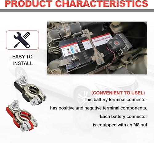 Miniatura 5 de Conectores de terminal de batería para Nissan  Conectores de terminal positivo y negativo  Compatible con Nissan, Maxima, Rouge, Sentra, Murano -