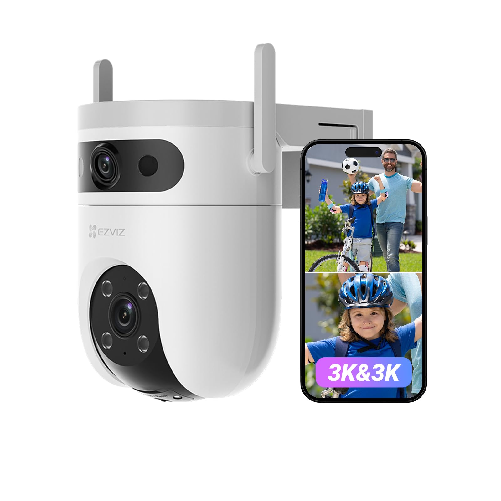 EZVIZ 5MP+5MP Überwachungskamera Aussen WLAN mit Dual-Lens, 2,4 & 5GHz WLAN, 360° Pan & Tilt Überwachung Outdoor, KI-Erkennung, Auto-Tracking, Farbnachtsicht, Wetterfest, 2-Wege-Audio, H9c Dual 3K