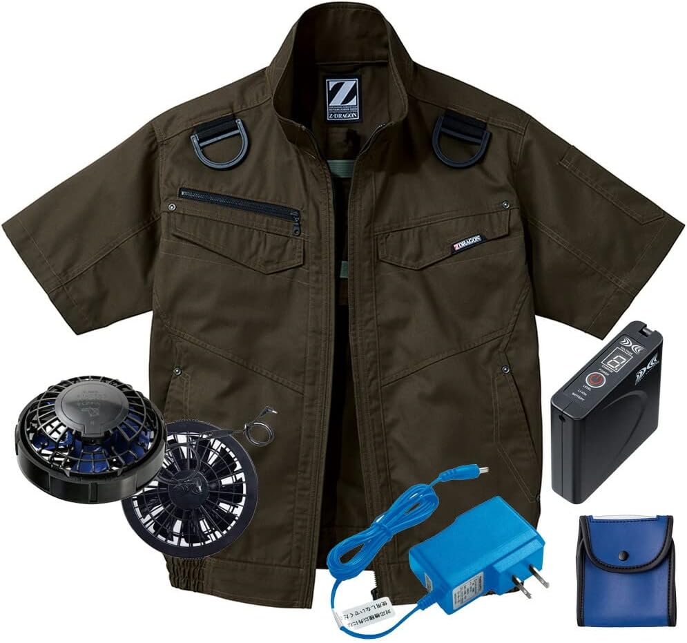 ジードラゴン フルハーネス対応半袖ブルゾン・大風量ファン・バッテリーセット 74130 M 9オリーブ