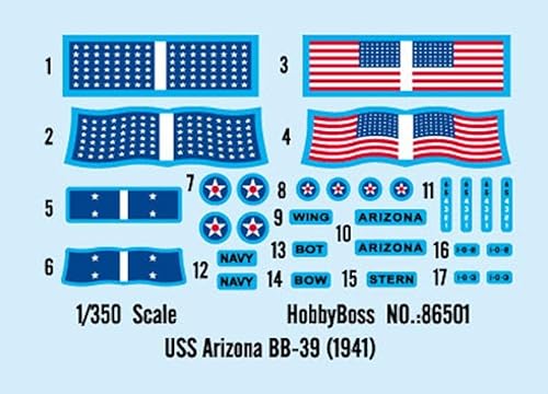 Miniatura 3 de Hobby Boss HY86501 USS Arizona BB-39 Kit de construcción de modelo de barco