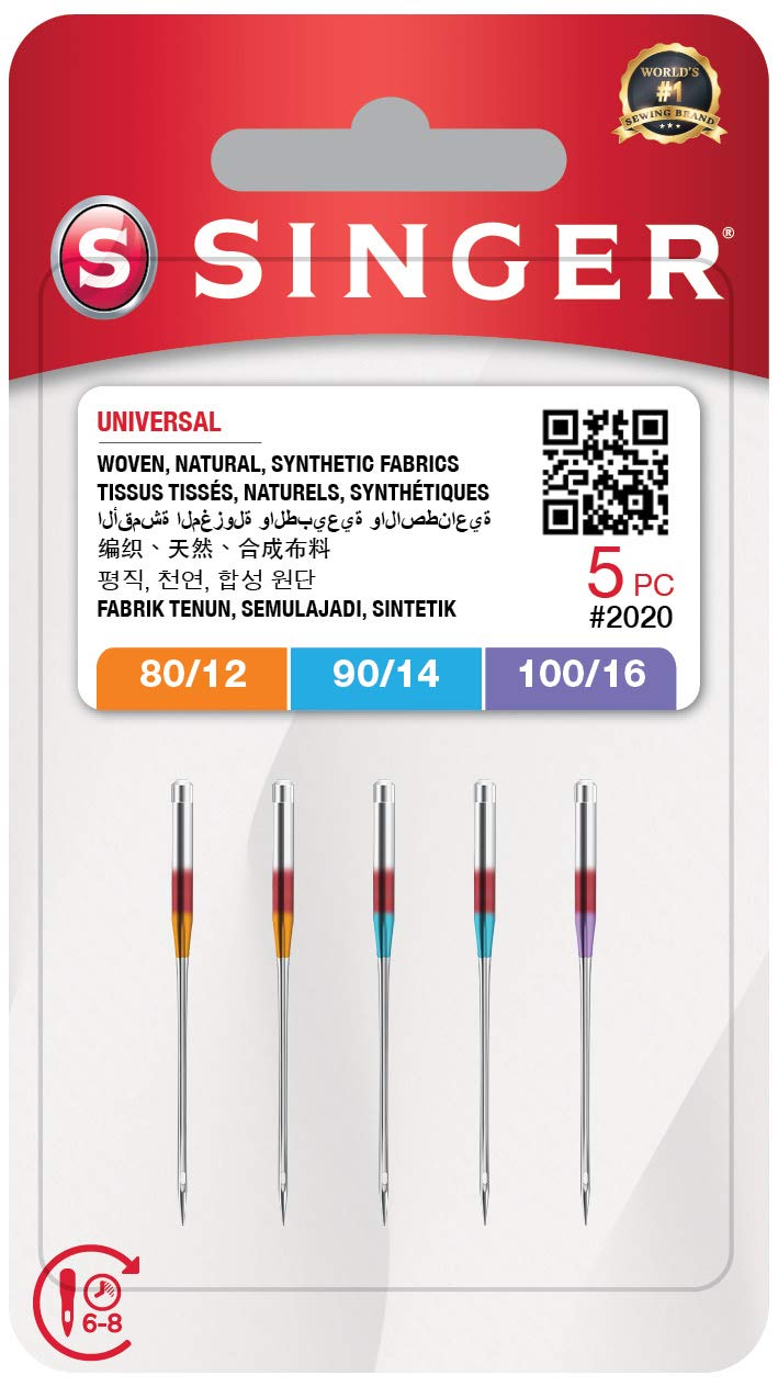Singer 5 Mixed Needles for Sewing Machine 2020 (80/12-90/14-100/16) - Uiversali