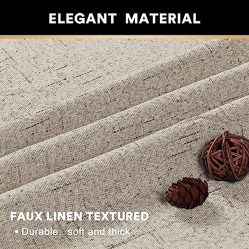Image of PrinceDeco 100% Black Out Curtains 63 Inch Length,Thermal Insulated Short Textured Grommets Curtains 2 Panels Set,Noise Reducing Window Treatment with White Liner, 52 inch W x 63 inch L,Stone