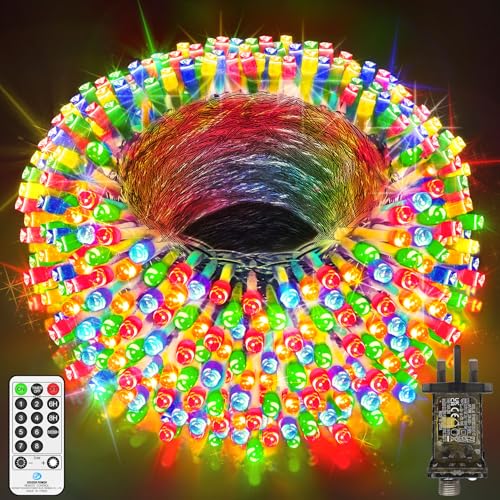 JXLEDAYY 168 M 1400 LED String Lights Outdoor Fairy Lights Plug in Super Long Christmas Lights with Remote Timer 8 Modes for Xmas Tree Yard Outside Garden House Party Wedding Decoration-Multicoloured