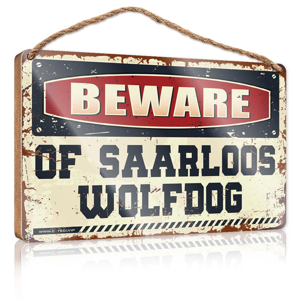 IBWNBBUSN Fall Front Door Decor Beware Of Saarloos Wolfdog Wooden Sign Welcome Sign Playroom Decor