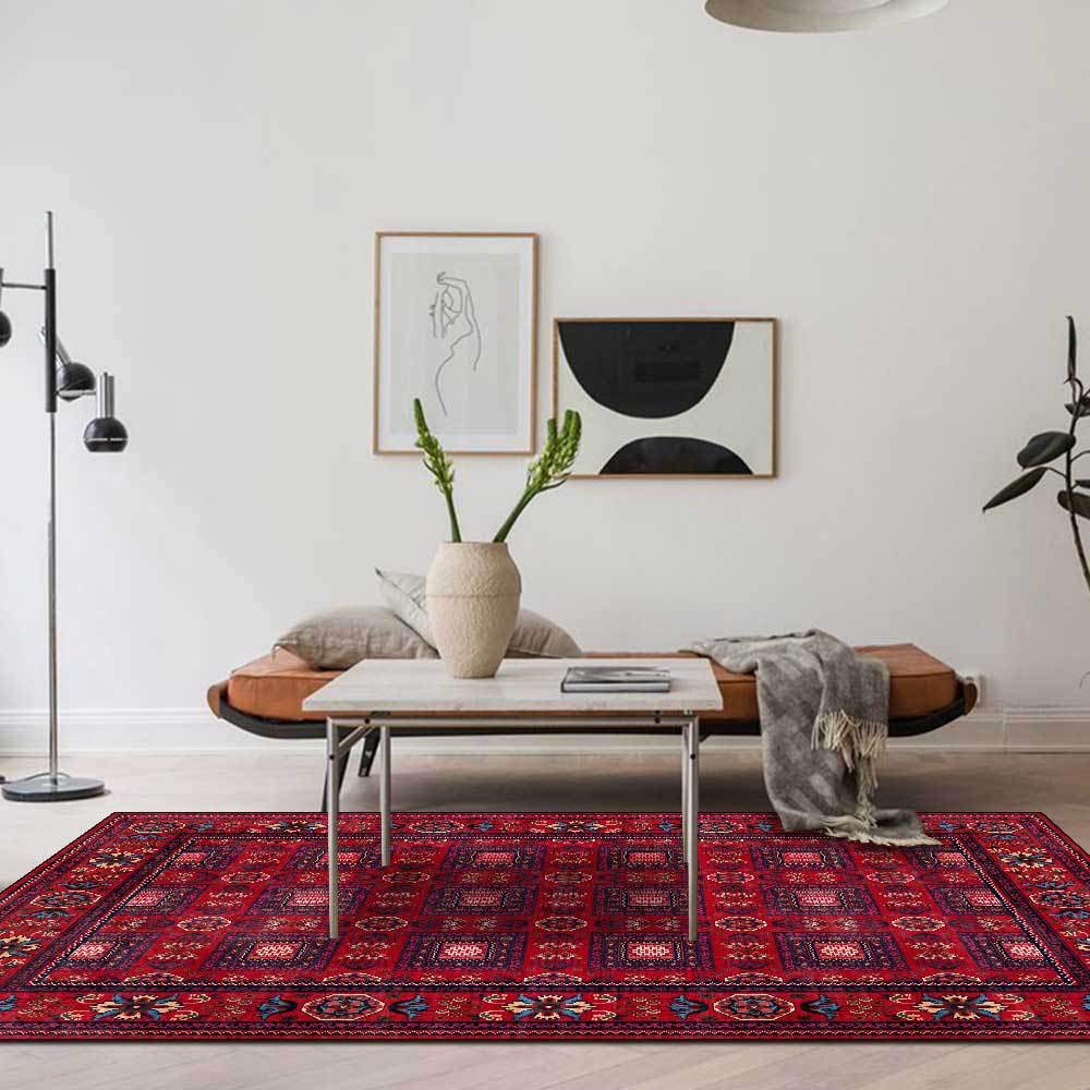 Tapis de salle à manger 180x270 cm grand tapis rouge vintage