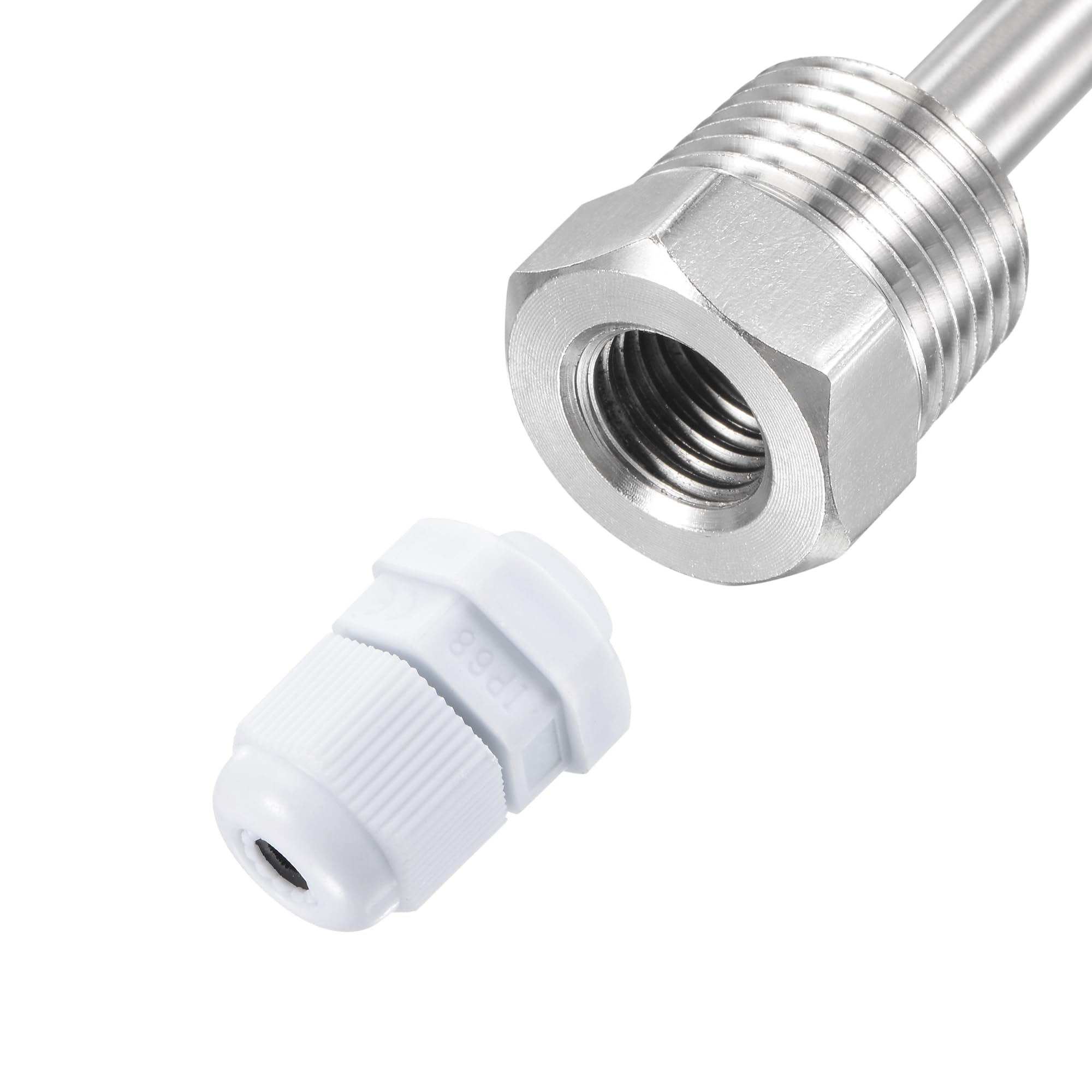 sourcing map 8mm Diamètre G1/2 Puits Thermométrique Sans Soudure Acier Inoxydable 304 300mm Longueur pour Bière Fermenteur