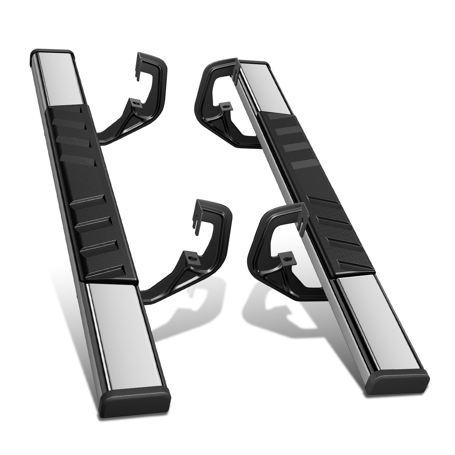 DNA Motoring 5 Inches Running Boards Compatible with 07-18 Silverado 1500, 07-19 Silverado/Sierra 2500-3500HD Standard Cab, Stainless Steel Side Step Nerf Bars, STEPB-ZTL-8115-SS