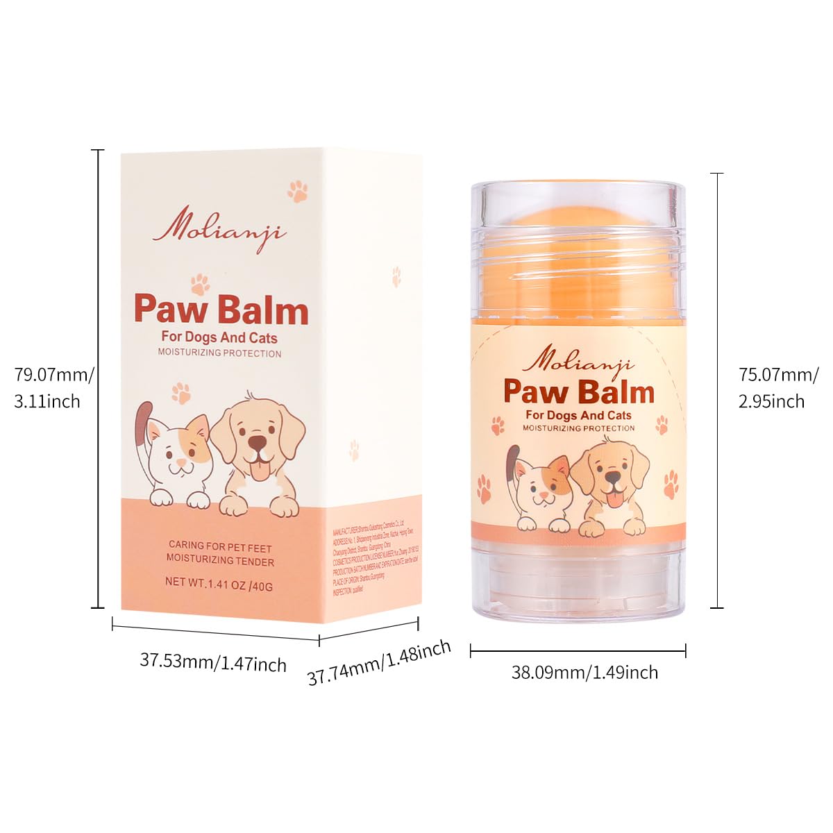 Dog Paw&Nose Balm Lick Safe1.4oz(40g),All-Natural Ingredients Pets Paw Wax,Healing Moisturizer with Coconut Oil&Honey,for Dry Cracked Dog & Cat Paws,Nose & Elbows, Horse Hoof, Joint Care - image 4