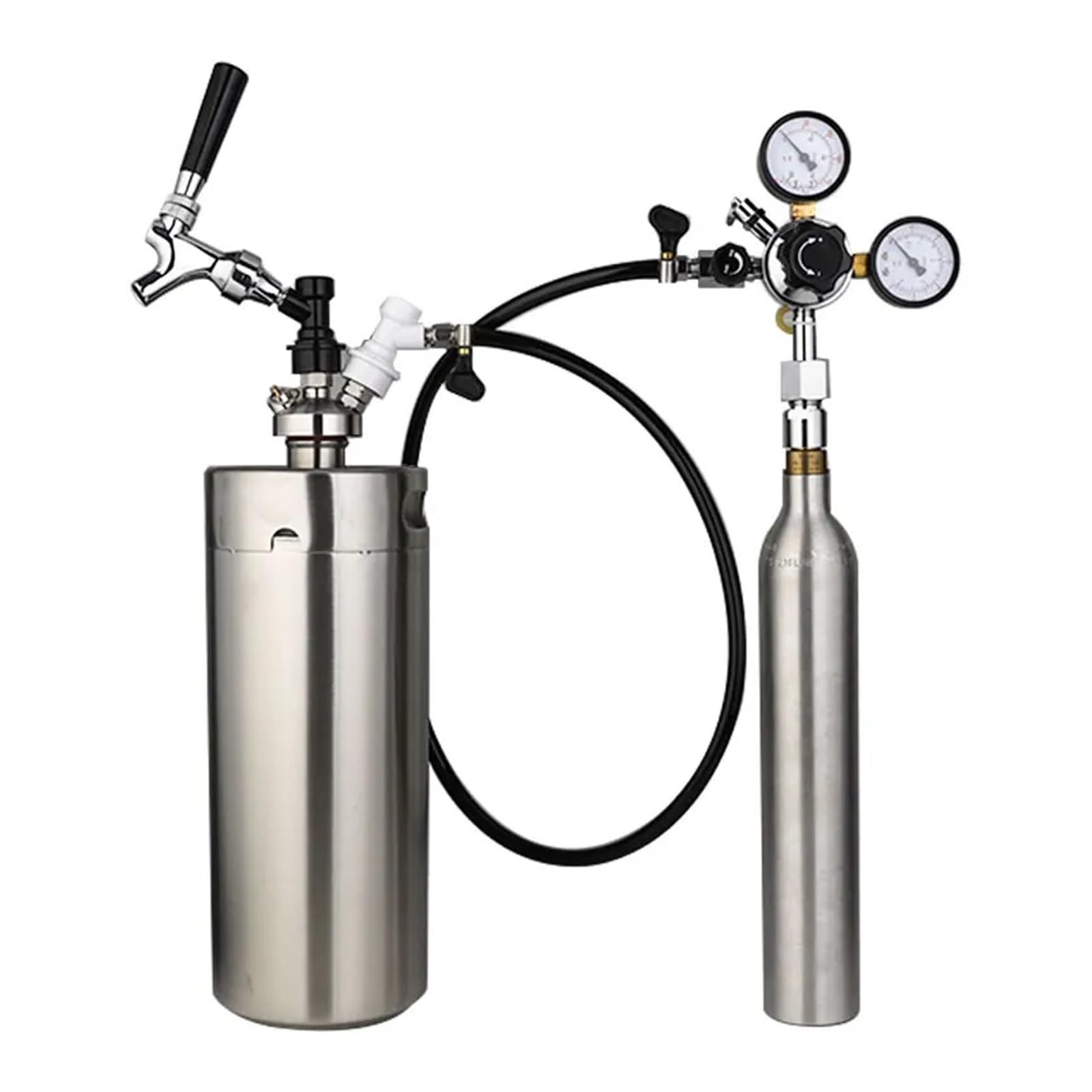 co2 Regulator, Conjunto de línea de Gas for Cerveza Artesanal, regulador de CO2 y Manguera de carbonatación de 5/16'', manómetro Doble for Tanque (W21.8 / CGA320),for kegerator(W21.8)