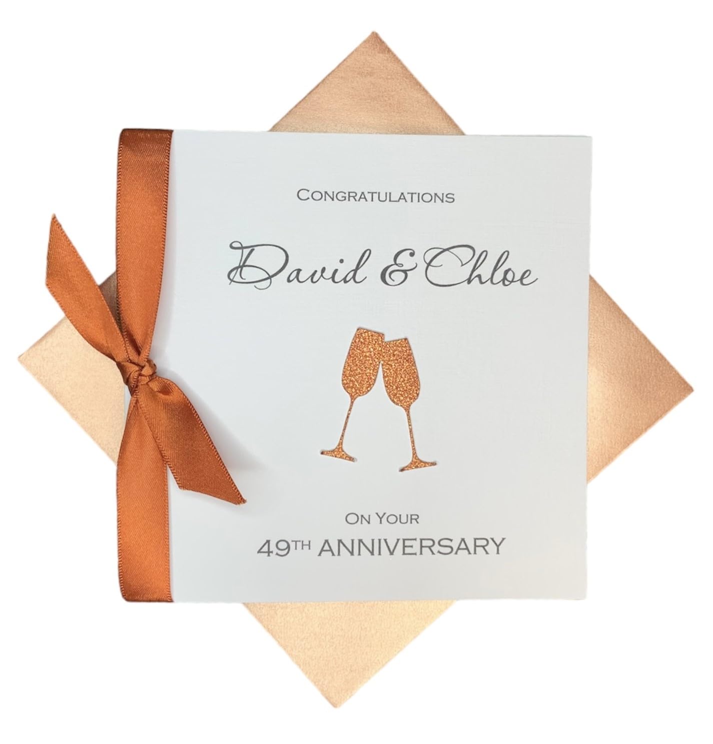 49th Wedding Anniversary Card - Copper 49 Year Forty Ninth Anniversary Greeting Card, Personalised Gift for Wife, Husband, Parents, Couple Friends - Various Designs (Champagne) โ image 1