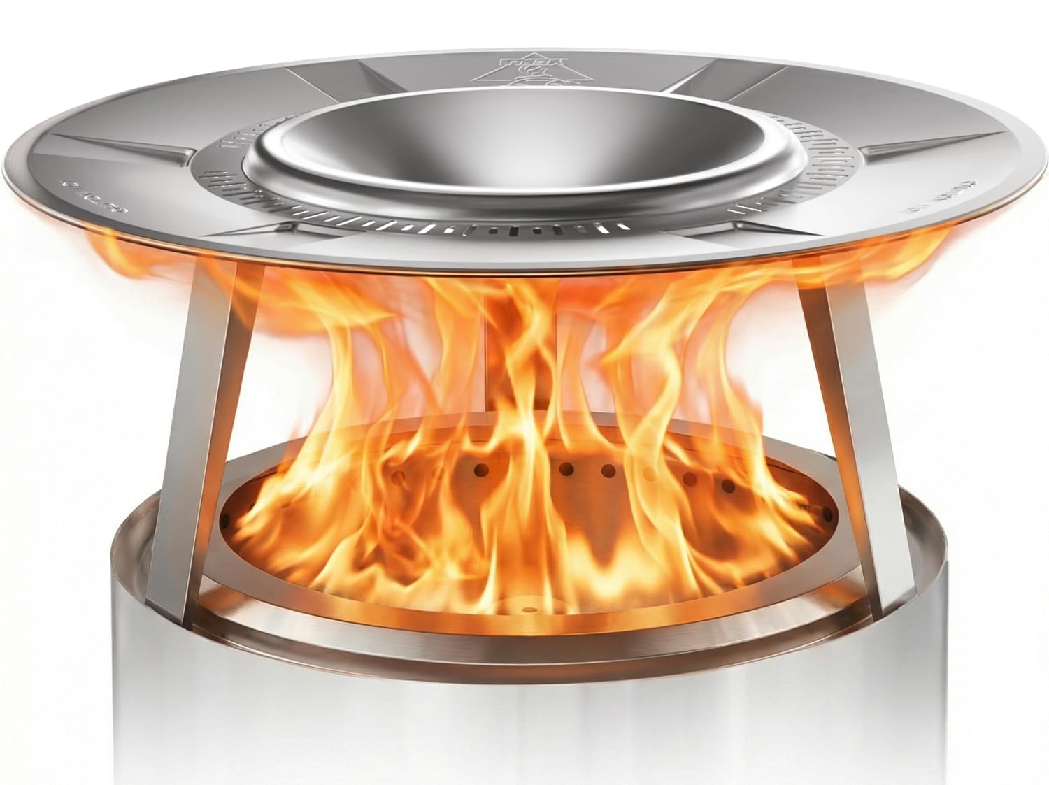 YEFU Fire Pit Heat Deflector for Solo Stove Bonfire 19.5", Portable 304 Stainless Steel Heat Diffuser Accessory for Firepit Captures and Redirects Warmth, Detachable Burner Cover Accessories