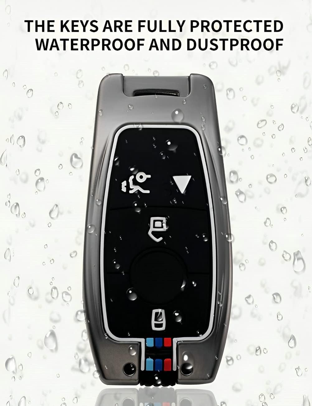 for Mercedes Benz Key Fob Cover Case Metal Shell Smart Key Holder Protector Compatible for E-Class S-Class A-Class C-Class G-Class (BZA-Gray) - Image 3