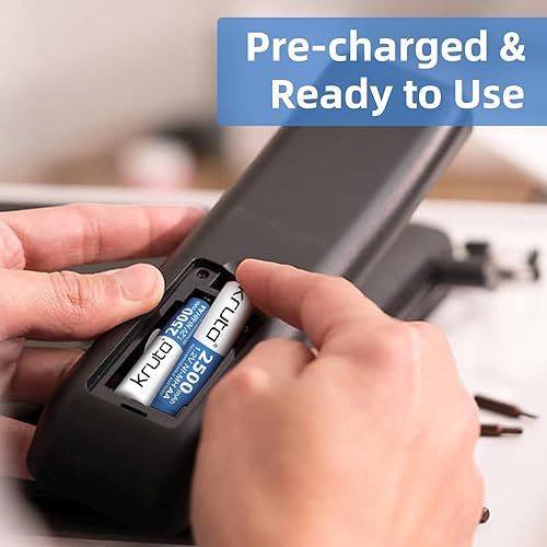 Miniatura 3 de Kruta Baterías AA recargables, baterías solares Ni-MH doble A de 2500 mAh, alta capacidad, 1.2 V, precargadas para luces solares al aire libre,