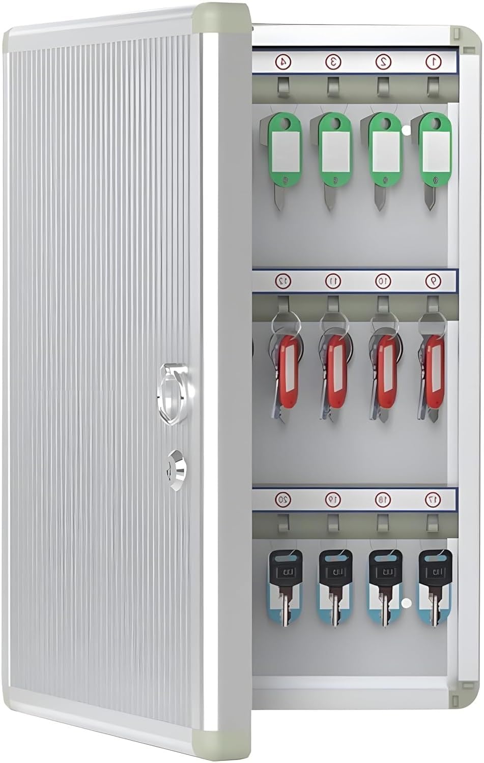 Aluminium Key Box Wall Mounted | 72 Key Slots Key Storage Cabinet with Lock | Durable Key Organizer for Hotels, Apartments, Offices & Factories (Silver)-image-35