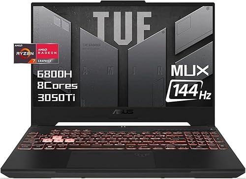 ASUS 2022 TUF Gaming A15 156 FHD 144Hz Gaming Laptop - AMD Ryzen 7 -6800H -RTX 3050 Ti DDR5 MUX RGB retroiluminado KB WiFi 6 gris Win 11 con HDMI