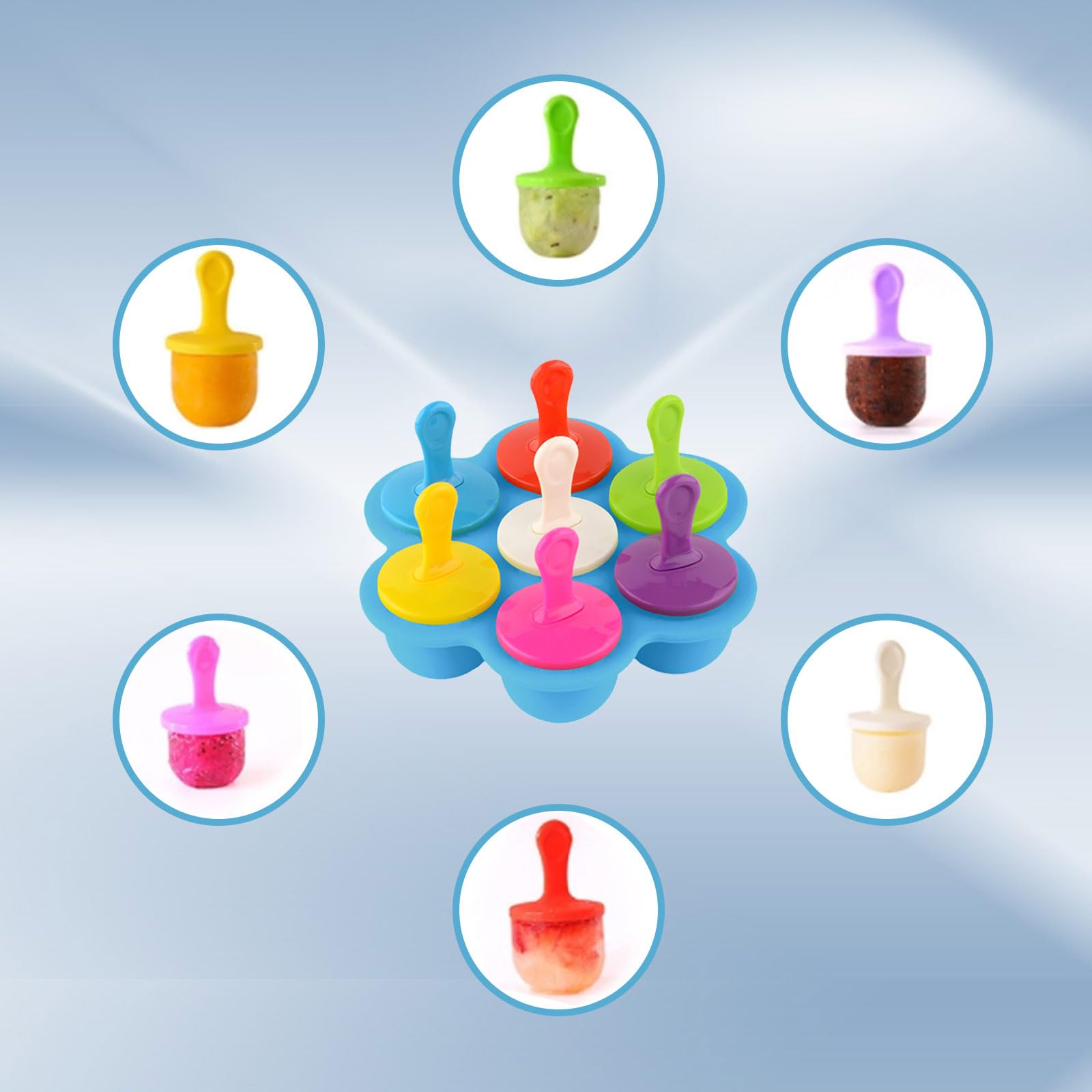 Stampo Per Ghiaccioli In Silicone Alimentare - 7 Scomparti Con Bastoncini, Per Gelati Fatti In Casa E Dessert - Foto 3