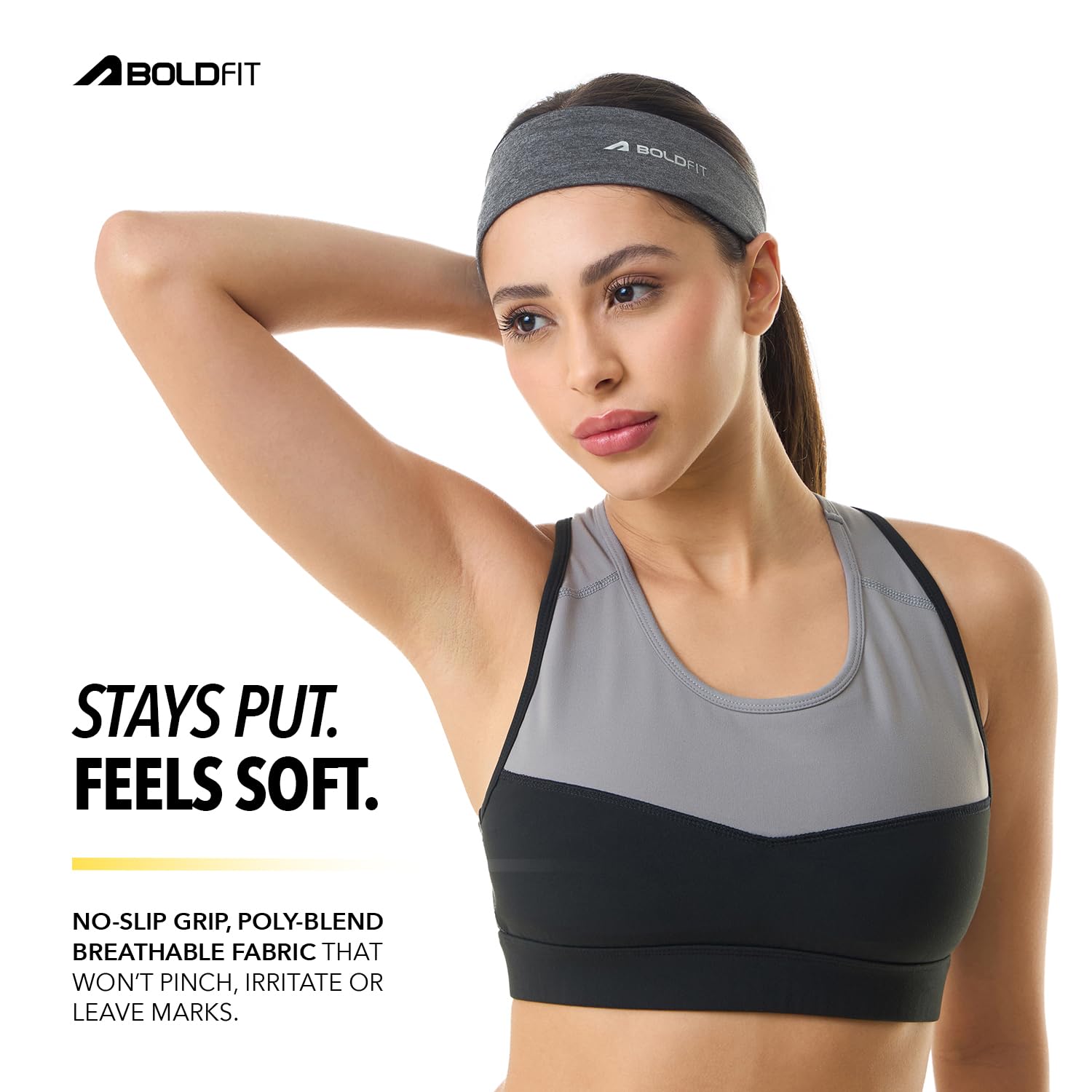 Boldfit Head Band for Man Sports Bandana for Men & Women Gym Hair Band for Men Workout, Running - Breathable, Non-Slip & Quick Drying Head Bands for Long Hair (Set of 3) 3