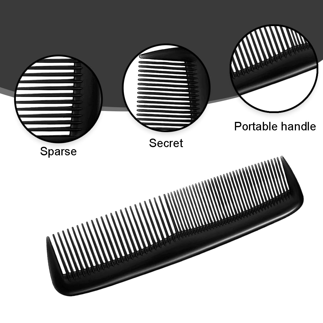 OIG Brands 6-Piece Hair Comb Set For Men & Women, Includes Wide And Fine Tooth Rat Tail Combs Pack Assorted Combs For Hair Styling And Hair Cutting Pocket Comb - View #7