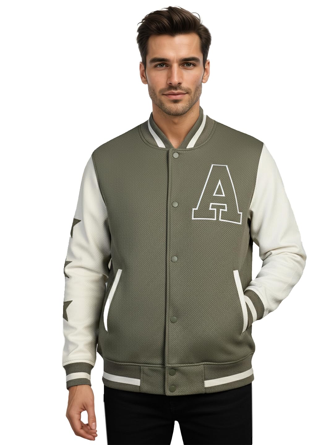 chkokko Men’s Regular Varsity Jacket with Snap Button Closure and Patch Design Trendy Comfortable Outerwear for College Travel and Casual Wear-picture-35