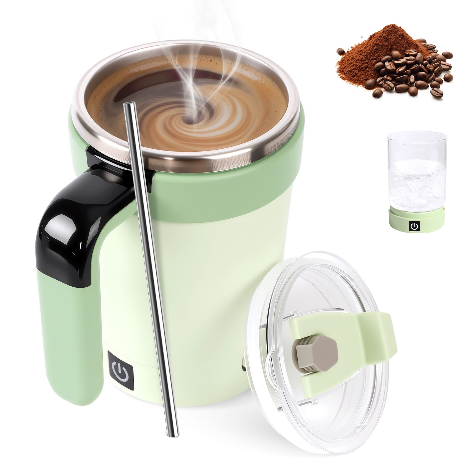 Photo 1 of Automatic Magnetic Stirring Coffee Mug with Temperature Display, 2026 Upgraded Magnetic Co-ffee Stirrer Automatic Stirring Coffees Mug with Lid, Auto Stirr-ings Coffee Mugs for Office School (Green)
