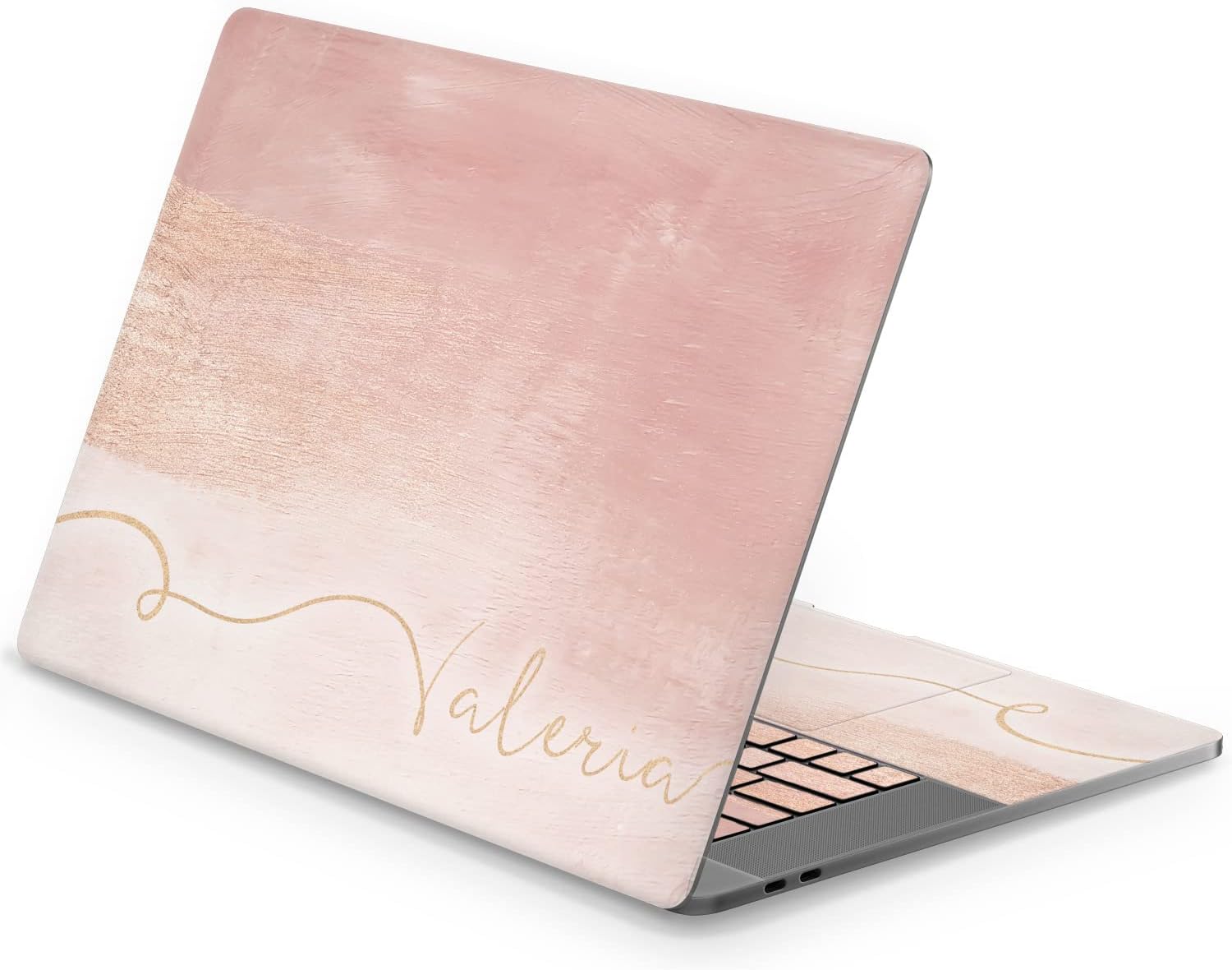 Mertak Vinyl Skin Compatible with MacBook Air 13 M2 M1 2023 2022 Pro 16 inch 15 14 2021 2020 2019 Geometric Gold Top Laptop Art Deco Touch Bar Wrap Monogram Print Personalized Name Decal
