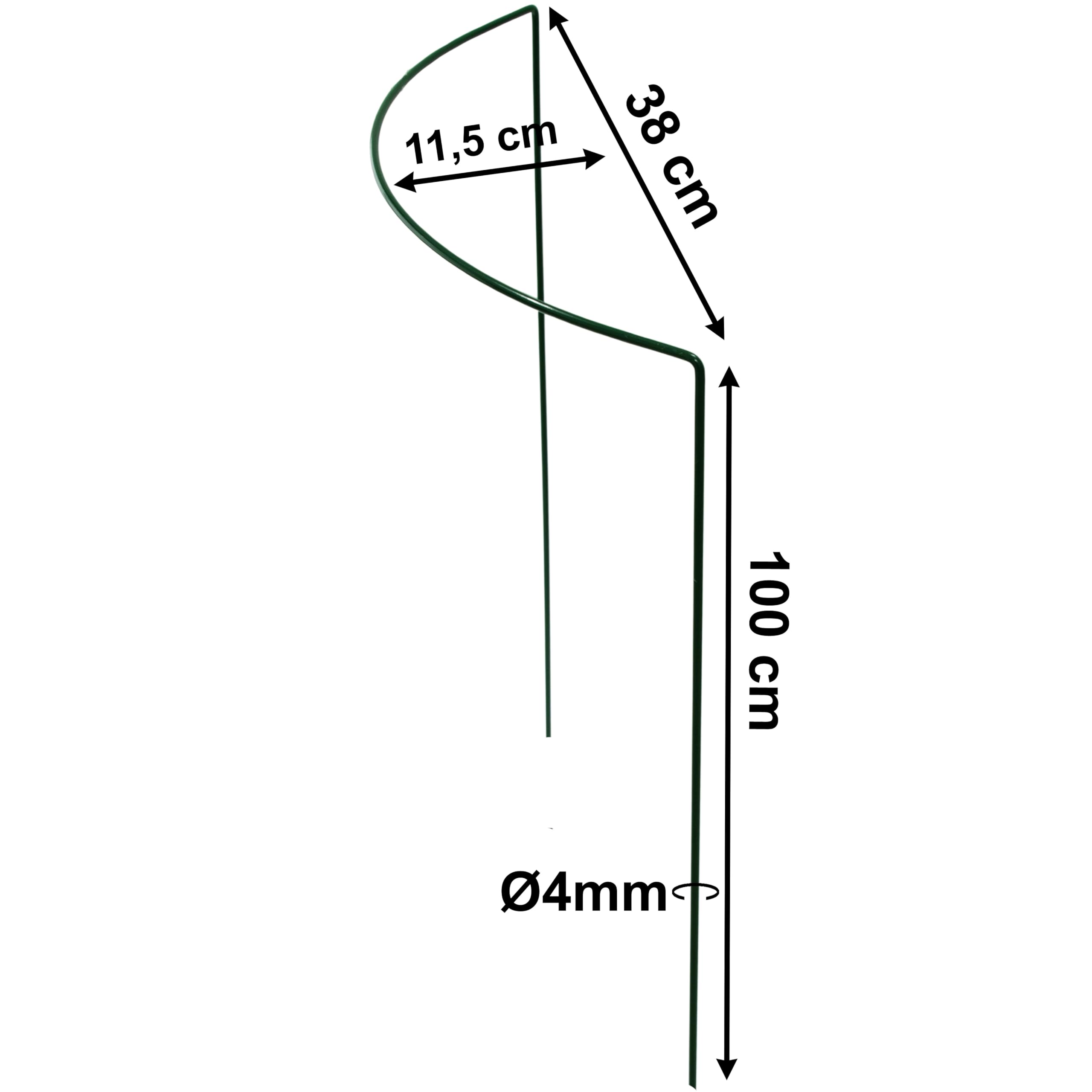20 szt.. podpórki roślin półokrągłe Ø38cm wysokość 100cm podpórka zielone