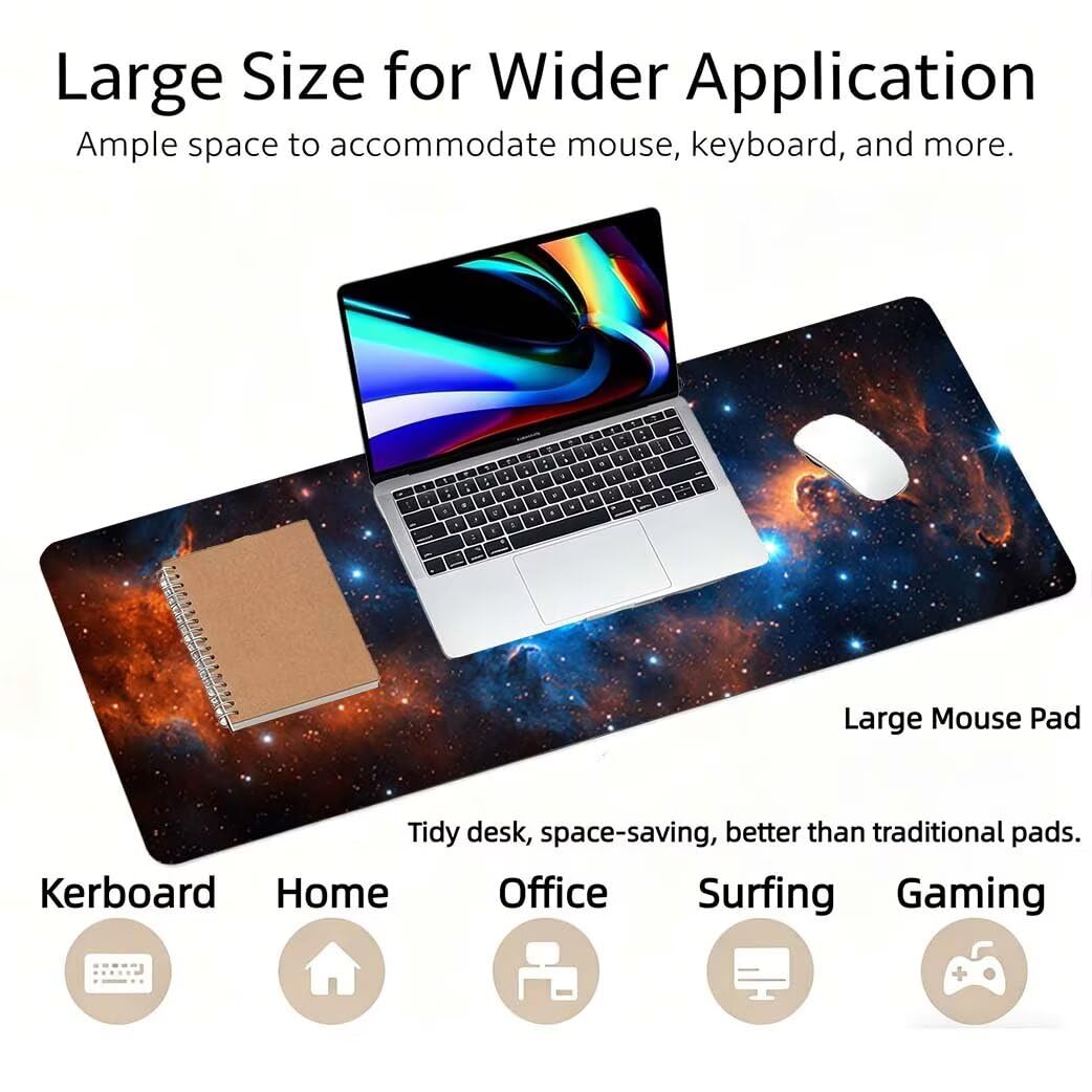 Lpfieonn Weihnachten Großes Schreibtischunterlage, XXL Schreibtischunterlagen, Blau XXL Wasserdicht Gaming Mousepad mit Vernähter Rand und Rutschfeste Gummibasis, für Hause/Büro 120x60cm PF-3353