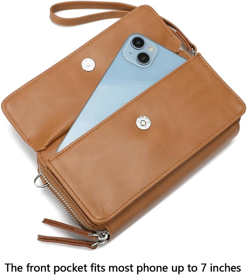 Lanyani RFID Crossbody Wallet Wristlet Purse with Phone Pocket For Women Vegan Leather - Image 4