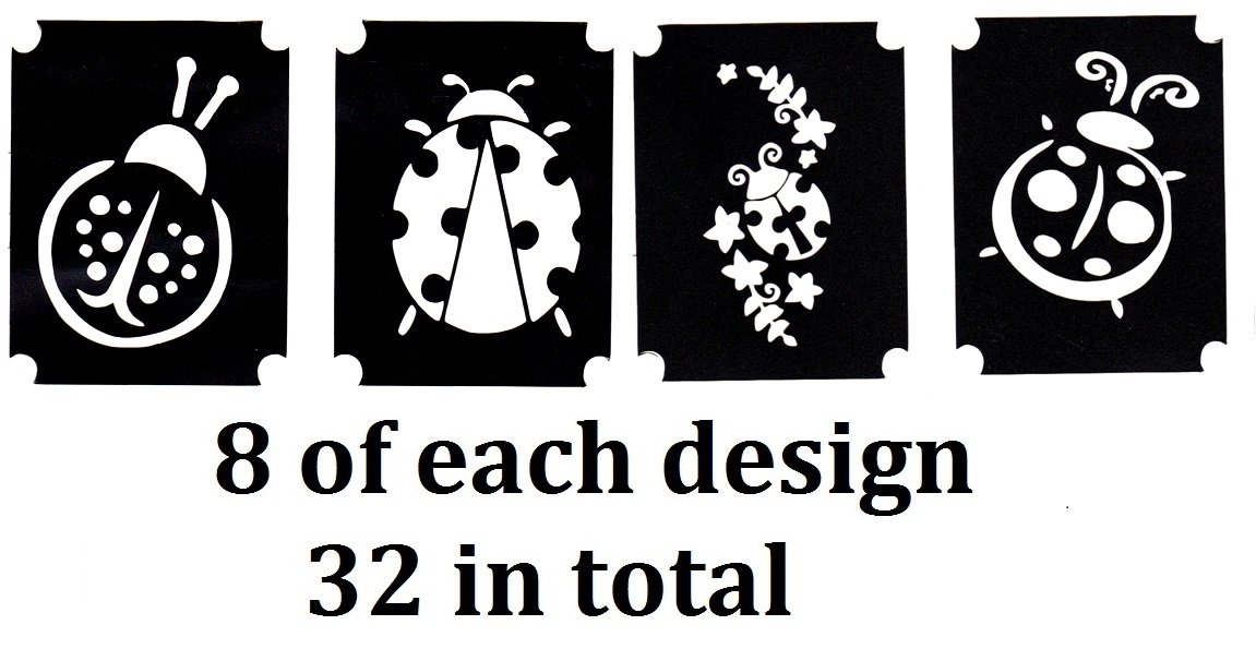 Ladybug Collection (32 Tattoo Glitter Airbrush Stencil Ladybug)