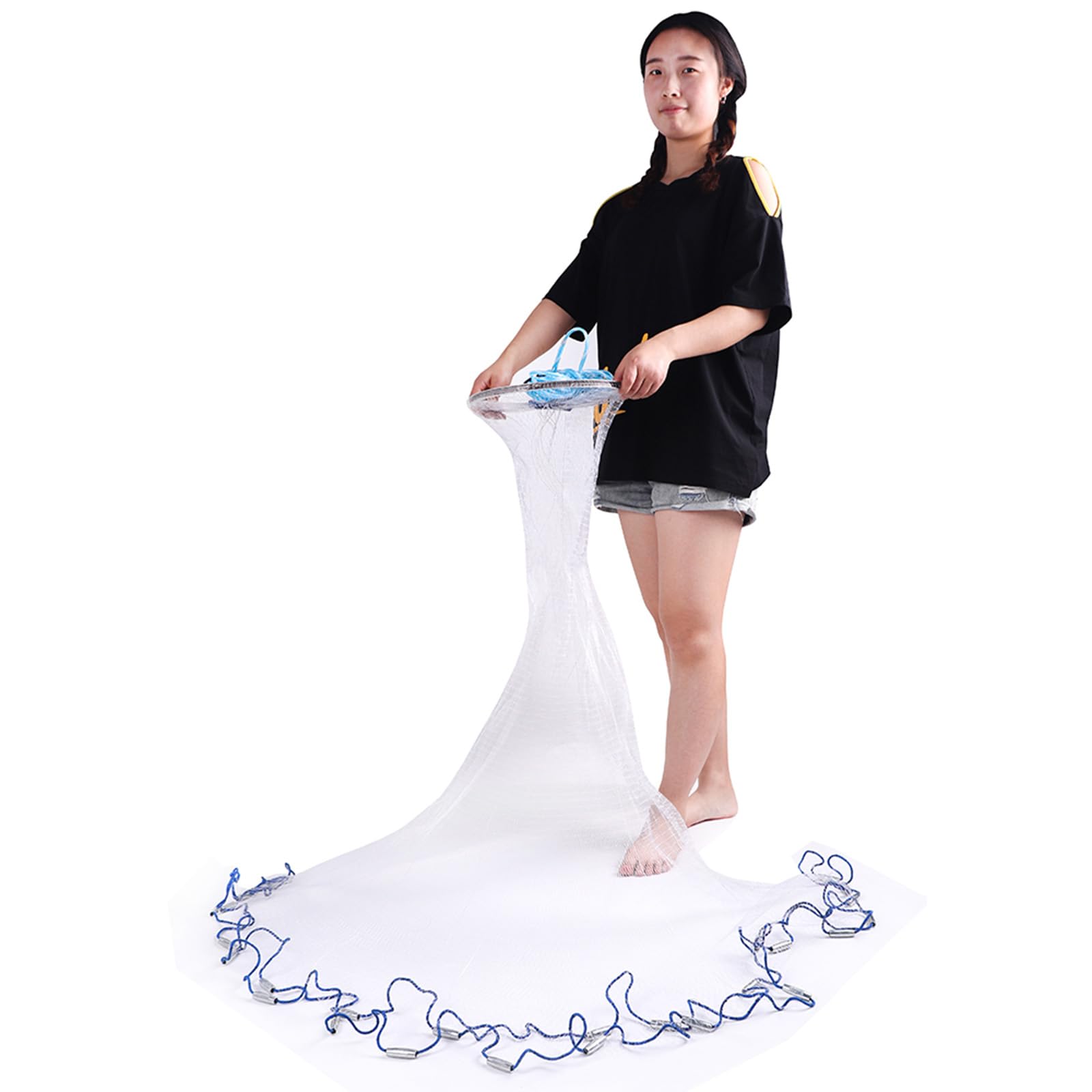 Fischernetz Wurfnetz zum Fischen Salzwasser-Fischnetz Fischernetze mit Aluminiumring Monofilament-Material Fischernetze Durchmesser 1,8m/ 2,4m/ 3,0m/ 3,6m/ 4,2m
